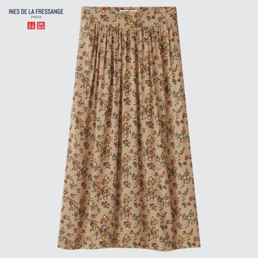 Uniqlo x Ines de la Fressange Rayon Gathered Skirt Size 0